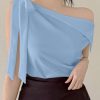 Elegant One-Shoulder Drape Blouse