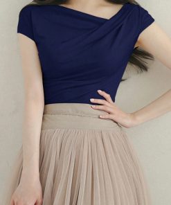 Classic Navy Asymmetrical Neck Top