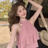 Soft Pink Ruffle Halter Top